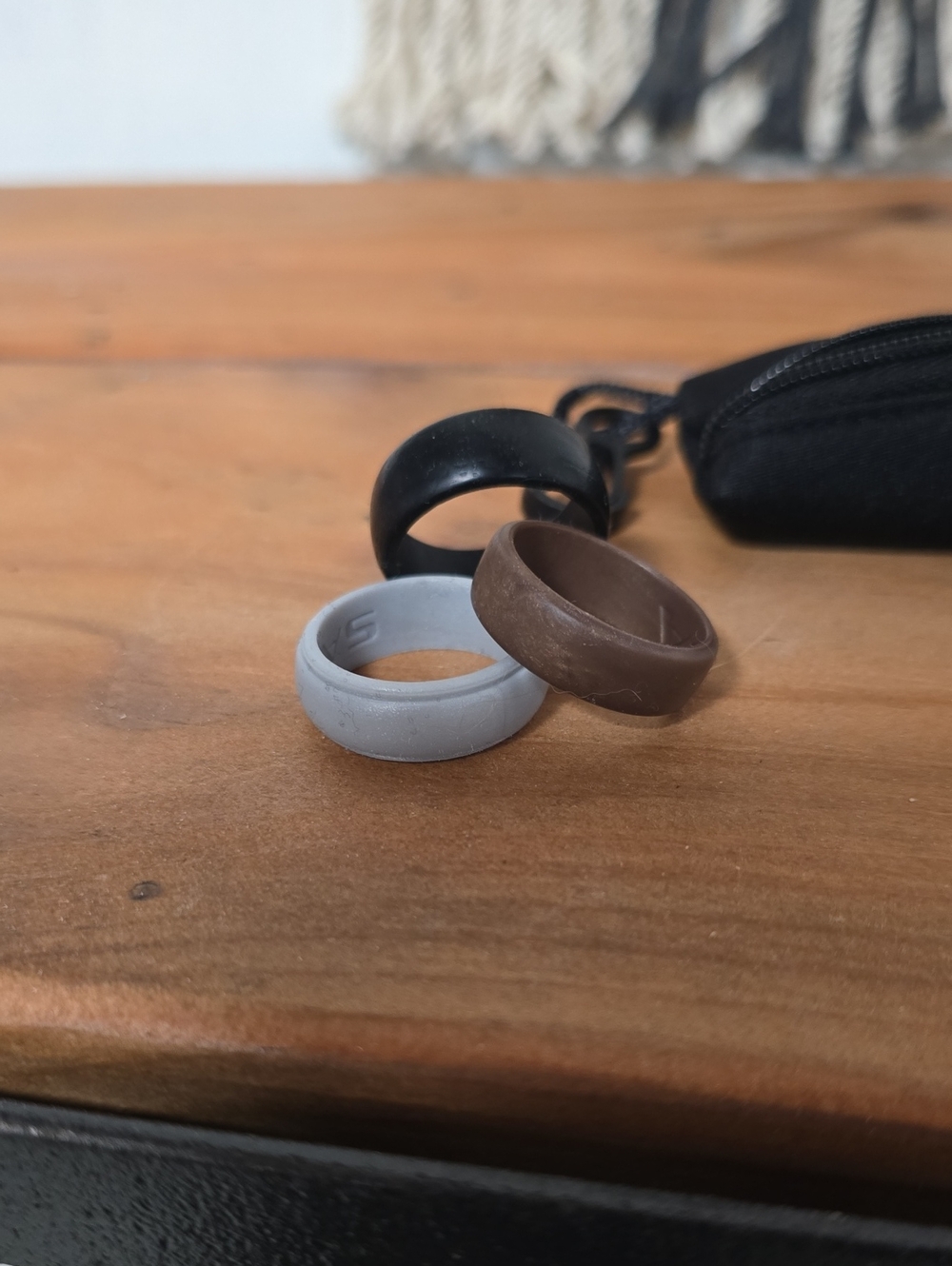 Silicone Men's Ring Set in Black, Brown, and Light Gray